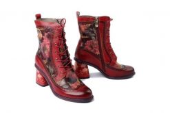 LAURA VITA 0007402 Evcao 81 rouge, trzewiki damskie. Czerwone botki damskie Laura Vita, bez wzorów, bez obcasa, na obcasie, bez zapięcia. Za 481.82 zł.