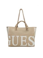 Guess Torebka E6GZ03 WP750 Beżowy jasny. Brązowe shopperki damskie Guess, z aplikacjami, z bawełny, bez dodatków. Za 399.99 zł.