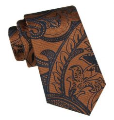 Modny Męski Krawat - Alties - Brązowy z Dużym Orientalnym Wzorem. Brązowe krawaty i muchy Alties, bez wzorów, z tkaniny, eleganckie. Za 49.00 zł.
