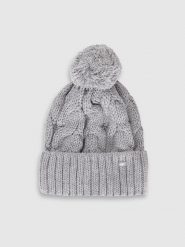 4F Czapka zimowa z dodatkiem wełny damska - szara S. Szare czapki damskie 4F, na zimę, bez wzorów, z wełny, klasyczne. Za 89.99 zł.