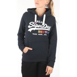 SuperDry Bluza Niebieski. Niebieskie bluzy damskie Superdry, xxs, z aplikacjami, z bawełny, bez ramiączek, bez kaptura. Za 352.95 zł.