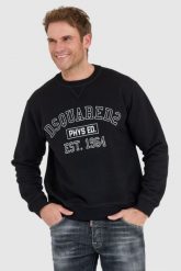 DSQUARED2 Czarna bluza męska z logo phys ed. Czarne bluzy męskie Dsquared2, l, bez wzorów, bez ramiączek, bez kaptura. W wyprzedaży za 1,199.99 zł.