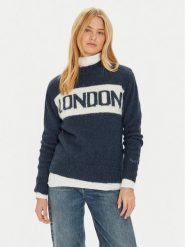 Pepe Jeans Sweter Hilda PL702227 Granatowy Regular Fit. Niebieskie swetry nierozpinane damskie Pepe Jeans, s, bez wzorów, z jeansu, bez kołnierzyka, bez ramiączek. Za 259.99 zł.