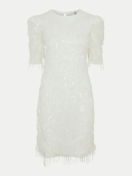 YAS Sukienka koktajlowa Bella 26034900 Biały Regular Fit. Białe sukienki damskie YAS, m, bez wzorów, z syntetyku, wizytowe, bez kołnierzyka, bez ramiączek. Za 279.99 zł.