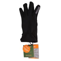 Rękawiczki do smartfona Gloves II. Czarne rękawiczki damskie Regatta, bez wzorów, z materiału. Za 118.20 zł.