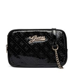 Torebka Guess. Czarne listonoszki damskie Guess, z aplikacjami, bez dodatków. Za 234.99 zł.