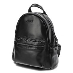Czarny Modny Plecak Damski Big Star. Czarne plecaki damskie Big Star Accessories, z aplikacjami, ze skóry ekologicznej, eleganckie. Za 219.00 zł.