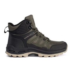 Vico Buty trekkingowe męskie zielono-czarne zielone. Zielone trekkingi męskie ze skóry, przed kolano, bez zapięcia. Za 260.45 zł.