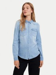 Vero Moda Koszula jeansowa Maria 10277523 Błękitny Slim Fit. Niebieskie koszule damskie Vero Moda, l, bez wzorów, z bawełny, bez kołnierzyka, bez ramiączek. Za 169.99 zł.