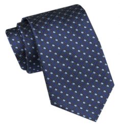 Modny Krawat Męski - Alties - Granatowy w Drobny Wzór. Niebieskie krawaty i muchy Alties, bez wzorów, z tkaniny, eleganckie. Za 49.00 zł.