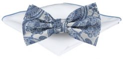 Mucha Męska z Poszetką - Chattier - Odcienie Błękitu, Wzór Orientalny. Niebieskie krawaty i muchy Chattier, bez wzorów, eleganckie. Za 65.00 zł.