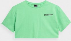 4f Tshirt Zielony r. L TTSHF558. Zielone t-shirty damskie 4F, l, bez wzorów, bez kołnierzyka, bez ramiączek. Za 7.00 zł.