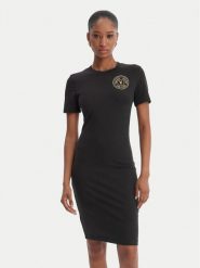 Versace Jeans Couture Sukienka codzienna 80HAOT02 CJ03T Czarny Slim Fit. Czarne sukienki damskie Versace Jeans Couture, na co dzień, xs, bez wzorów, z bawełny, bez kołnierzyka, bez ramiączek, proste. Za 659.99 zł.