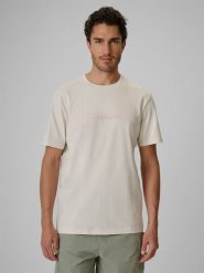 4F T-shirt regular z nadrukiem męski - beżowy XXL. Brązowe t-shirty męskie 4F, m, bez wzorów, z bawełny, bez kołnierzyka, bez ramiączek. W wyprzedaży za 39.99 zł.