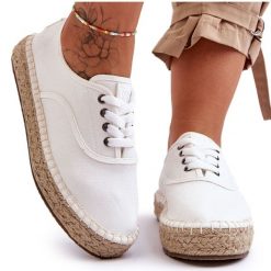 Sznurowane Trampki Espadryle Big Star LL274833 Białe. Białe trampki i tenisówki damskie bez wzorów, z gumy, bez zapięcia. Za 231.52 zł.