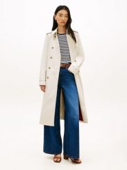 Tommy Hilfiger Trencz Kobiety Bawełna beżowy, XL. Brązowe płaszcze damskie Tommy Hilfiger, xl, bez wzorów, z bawełny, bez kołnierzyka, bez kaptura. Za 1,199.95 zł.