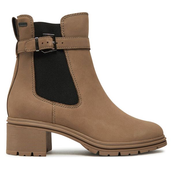 Botki Tamaris. Brązowe botki damskie Tamaris, bez wzorów, bez obcasa, na słupku, bez zapięcia. Za 399.99 zł.