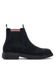 Tommy Hilfiger Sztyblety Chelsea FM0FM05191 Granatowy. Niebieskie botki męskie Tommy Hilfiger, bez wzorów, ze skóry, bez obcasa, bez zapięcia. Za 599.99 zł.