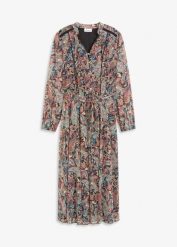 Sukienka szyfonowa we wzór paisley. Czarne sukienki damskie bonprix, bez wzorów, z szyfonu, eleganckie, bez kołnierzyka, bez ramiączek. Za 229.99 zł.