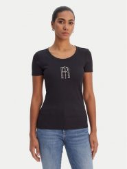 Fracomina T-Shirt FP26ST3001J42701 Czarny Slim Fit. Czarne t-shirty damskie Fracomina, l, bez wzorów, z syntetyku, bez kołnierzyka, bez ramiączek. Za 239.99 zł.