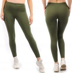 Legginsy damskie długie Polskie Getry Bawełniane Khaki L. Brązowe legginsy damskie LAEMI, bez wzorów, z bawełny. Za 29.99 zł.