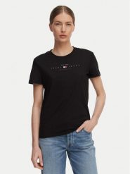 Tommy Jeans T-Shirt Linear Ss Tee DW0DW22789 Czarny Regular Fit. Czarne t-shirty damskie Tommy Jeans, xs, bez wzorów, z bawełny, bez kołnierzyka, bez ramiączek. Za 169.99 zł.