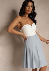 Niebieska Plisowana Spódnica Rozkloszowana o Kopertowym Fasonie Divonna. Niebieskie spódnice damskie Renee, na co dzień, l, bez wzorów, eleganckie, mini, kopertowe. Za 74.99 zł.