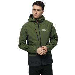 Męska Kurtka Eagle Peak. Zielone kurtki męskie Jack Wolfskin, l, bez wzorów, z materiału, z kapturem. Za 734.99 zł.