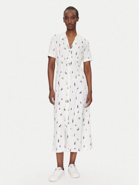 Tommy Hilfiger Sukienka koszulowa WW0WW44668 Biały Regular Fit. Białe sukienki damskie Tommy Hilfiger, bez wzorów, z wiskozy, bez kołnierzyka, bez ramiączek, koszulowe. Za 479.99 zł.