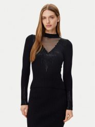 Guess Sweter W5RR15 Z2Y50 Czarny Regular Fit. Czarne swetry nierozpinane damskie Guess, xs, z aplikacjami, z syntetyku, bez kołnierzyka, bez ramiączek. Za 229.99 zł.