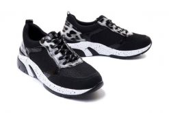 RIEKER REMONTE D4107-02 black combination, półbuty/sneakersy damskie. Czarne półbuty damskie Rieker Remonte, bez wzorów, bez obcasa, bez zapięcia. Za 169.95 zł.
