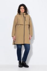 Damskie parka boczne rozcięcia na zamek kaptur kieszenie na zamek. Brązowe parki damskie Ulla Popken, plus size, bez wzorów, z bawełny, plus size, z kapturem. Za 639.99 zł.