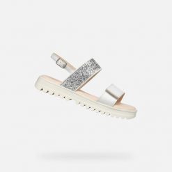 Sandały Geox Model J Sandal Coralie Gir Kolor Biały. Białe sandały męskie Geox, na lato, bez wzorów, z syntetyku, bez zapięcia. Za 234.99 zł.