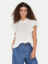 ONLY Bluzka Katti 15337637 Biały Regular Fit. Białe bluzki damskie ONLY, xs, bez wzorów, z bawełny, bez kołnierzyka, bez ramiączek. Za 99.99 zł.