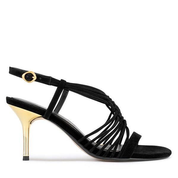 Sandały GINO ROSSI. Czarne sandały damskie Gino Rossi, bez wzorów, bez obcasa, na szpilce, bez zapięcia. Za 227.99 zł.