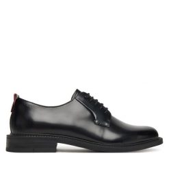Półbuty HUGO. Czarne buty wizytowe męskie Hugo, bez wzorów, bez obcasa, bez zapięcia. Za 549.99 zł.