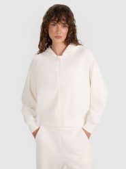 4F Bluza dresowa rozpinana z modalem damska - biała XL. Białe bluzy damskie 4F, uniwersalny, bez wzorów, z dresówki, sportowe, bez ramiączek, z kapturem. W wyprzedaży za 189.99 zł.