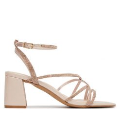 Sandały Aldo. Brązowe sandały damskie Aldo, bez wzorów, bez obcasa, na słupku, bez zapięcia. Za 359.99 zł.