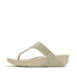 Klapki między palcami damskie FitFlop Lulu Shimmerglitz. Niebieskie klapki damskie FIT FLOP, na lato, bez wzorów, z materiału, eleganckie, bez obcasa, bez zapięcia. Za 448.50 zł.