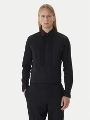 Calvin Klein Koszula LV019EU063 Czarny Slim Fit. Czarne koszule męskie Calvin Klein, m, bez wzorów, z bawełny, biznesowe, bez kołnierzyka, bez ramiączek. Za 389.99 zł.