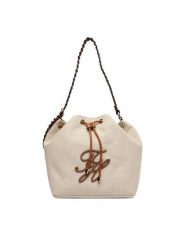 Tommy Hilfiger Torebka Th Elev Summer Bucket Canvas AW0AW18631 Beżowy. Brązowe torebki do ręki damskie Tommy Hilfiger, bez wzorów, z materiału, bez dodatków. Za 699.99 zł.
