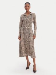 Morgan Sukienka koszulowa 261-RINGO Beżowy Regular Fit. Brązowe sukienki damskie Morgan, bez wzorów, z syntetyku, bez kołnierzyka, bez ramiączek, koszulowe. Za 399.99 zł.