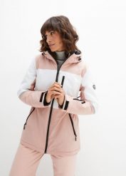 Kurtka narciarska nieprzemakalna, z kapturem. Niebieskie kurtki sportowe damskie bonprix, na zimę, s, bez wzorów, bez ramiączek, z kapturem, narciarskie. Za 399.99 zł.