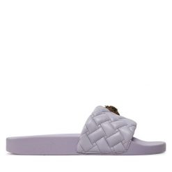 Klapki Kurt Geiger. Fioletowe klapki damskie Kurt Geiger, bez wzorów, bez obcasa, bez zapięcia. Za 469.99 zł.
