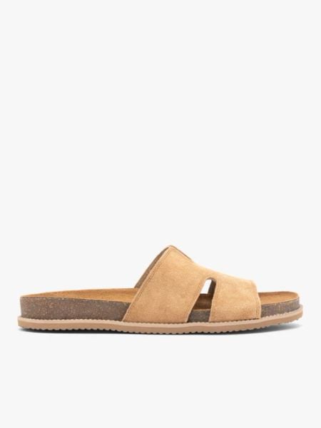 Rude klapki H. Brązowe klapki damskie Ryłko, bez wzorów, ze skóry, eleganckie, z okrągłym noskiem, bez obcasa, bez zapięcia. Za 349.99 zł.