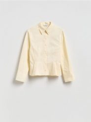 Koszula z zakładkami - jasnożółty. Żółte koszule damskie Reserved, l, bez wzorów, z bawełny, bez kołnierzyka, bez ramiączek. Za 159.99 zł.