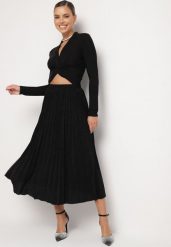Czarna Plisowana Spódnica z Gumką w Pasie z Połyskującego Materiału Edaniwen. Czarne spódnice damskie Born2be, na co dzień, l, bez wzorów, eleganckie, midi, plisowane. Za 129.99 zł.