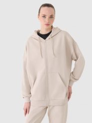 4F Bluza dresowa rozpinana z kapturem damska - beżowa M. Brązowe bluzy damskie 4F, m, bez wzorów, z bawełny, klasyczne, bez ramiączek, z kapturem. W wyprzedaży za 119.99 zł.