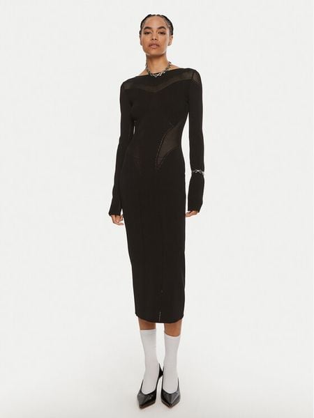 Patrizia Pepe Sukienka dzianinowa 8A1348 K195 K103 Czarny Slim Fit. Czarne sukienki damskie Patrizia Pepe, bez wzorów, z dzianiny, bez kołnierzyka, bez ramiączek. Za 1,009.00 zł.