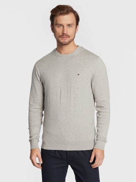 Tommy Hilfiger Sweter MW0MW28046 Szary Regular Fit. Szare swetry męskie Tommy Hilfiger, m, bez wzorów, z bawełny, bez kołnierzyka, bez ramiączek. Za 479.99 zł.